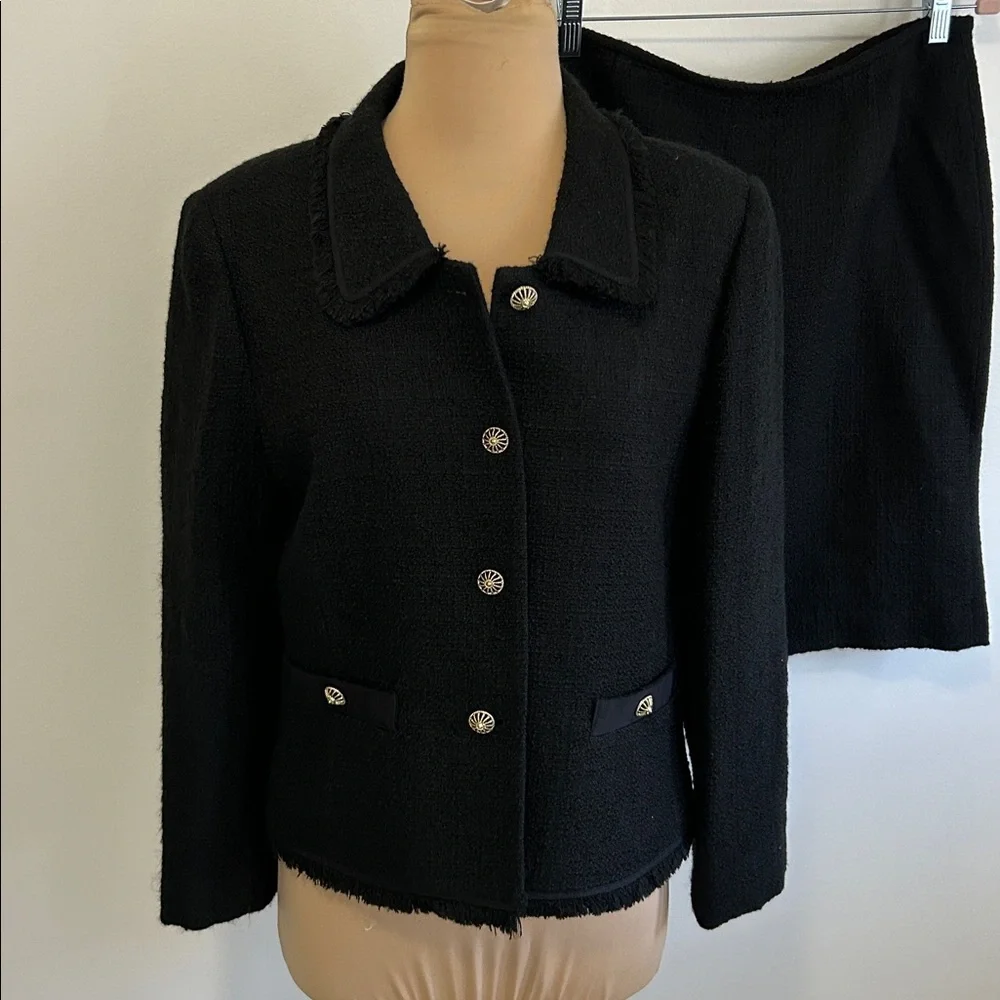 Tahari Luxe Black Tweed Blazer Skirt Set - Picture 2 of 10